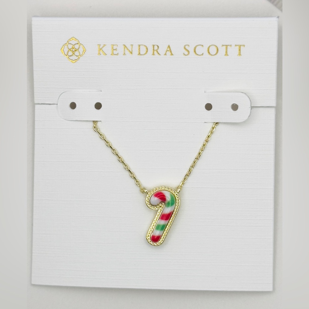 Kendra Scott Holiday Candy Cane Necklace in Red and Green